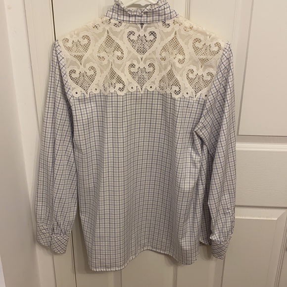 Cute Sandro Vintage Blouse with White Lace - Picture 2 of 8